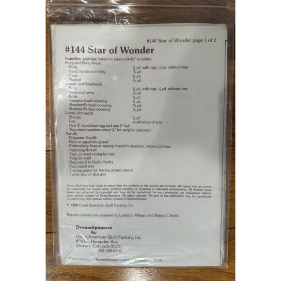 Dream Spinners 144 Sewing Pattern for Star Of Wonder Nativity Dolls 1988 Vintage - Picture 5 of 5